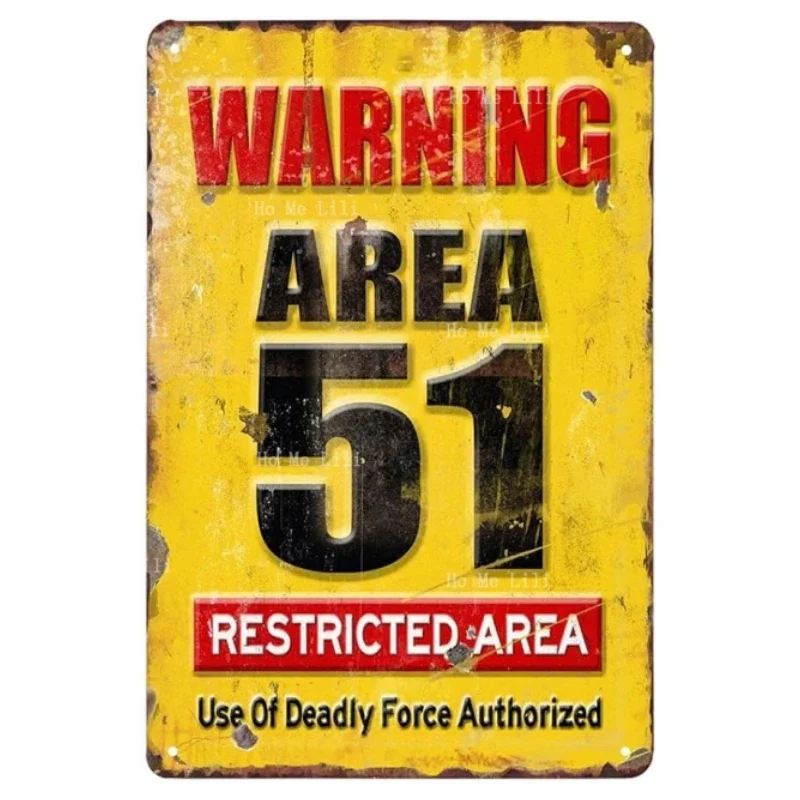 Area 51 No Trespassing Военный Ретро Винтаж Металлическая Оловянная Вывеска Кофе-бар