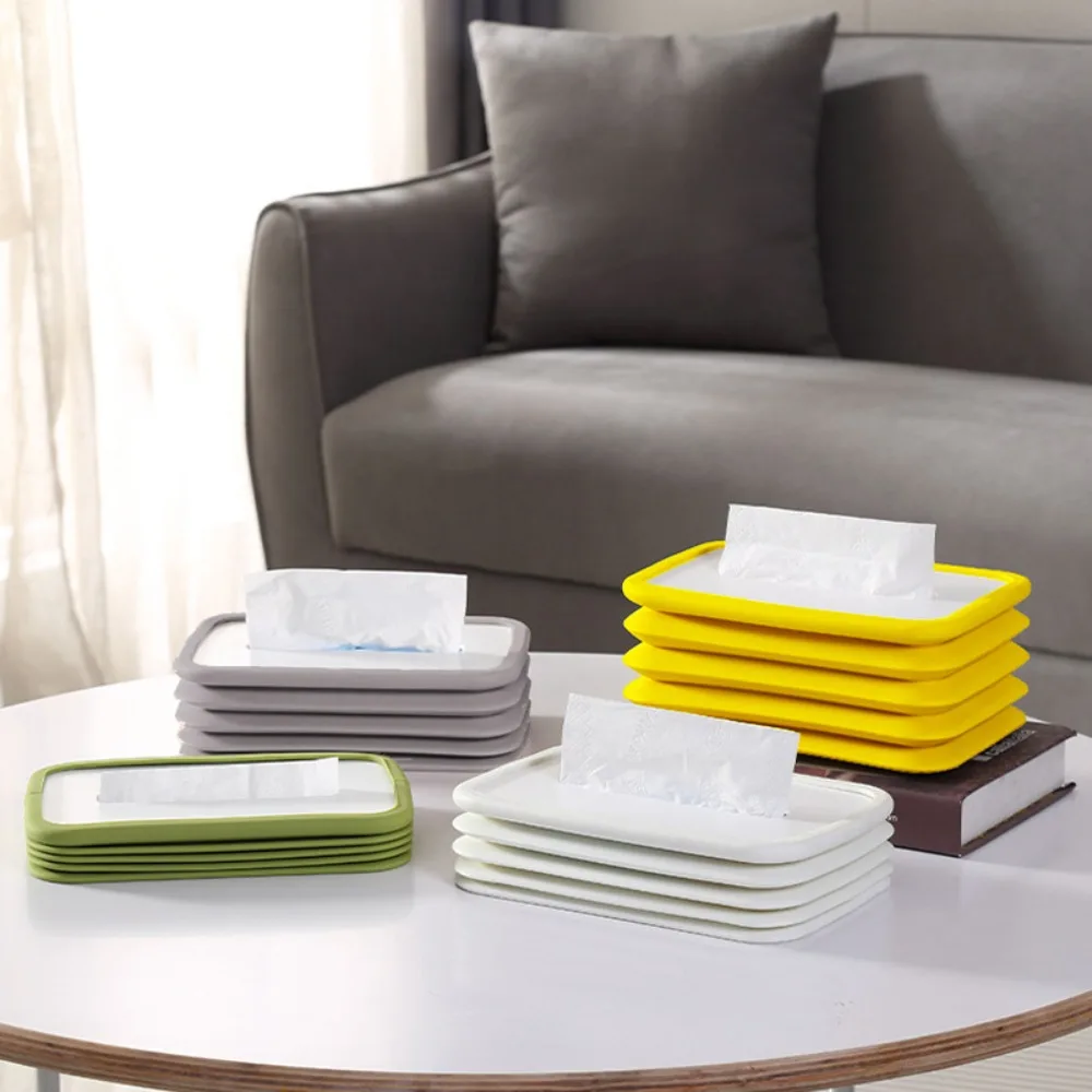 

Tissue Box Organizer Creative Simple Napkin Pumping Tray Desktop Tissue Holder Portable Foldable Scalable Car Tissue Box