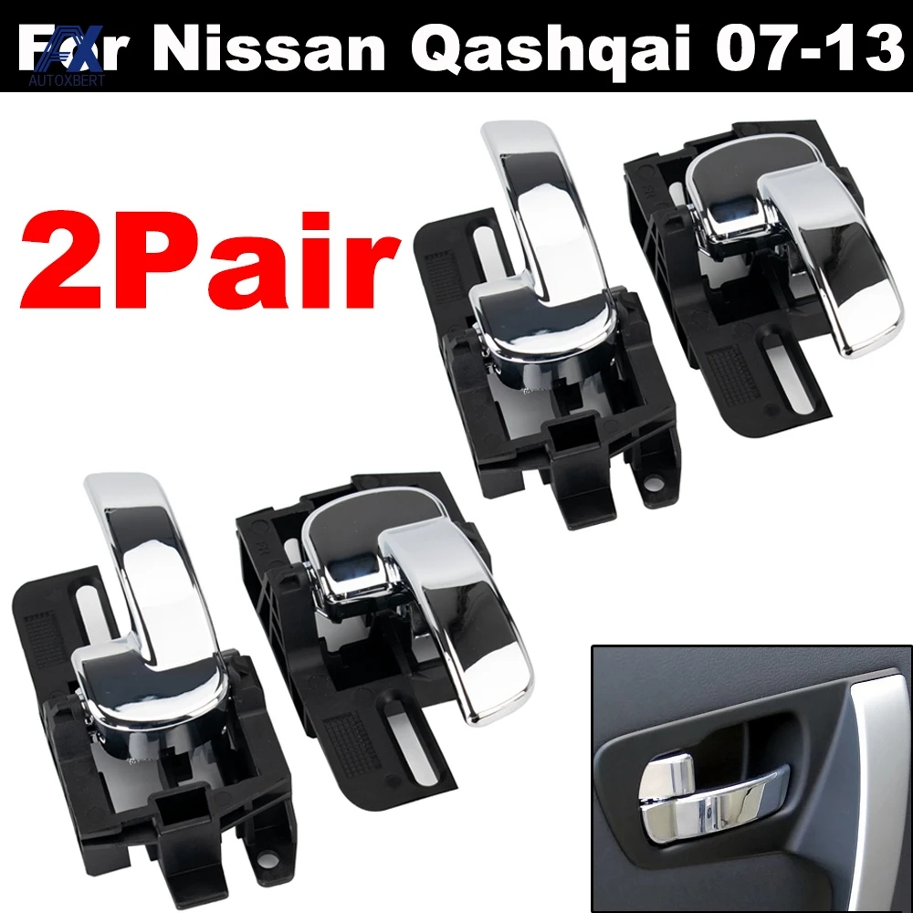 4x Внутренняя хромированная дверная ручка для Nissan Qashqai J10 2007 2008 2009 2010 2011 2012 80670JD00E 80671JD00E