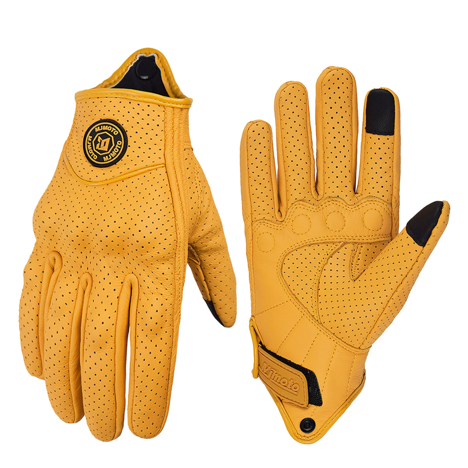 

MJMOTO Ретро кожаные мотоциклетные перчатки Удобные дышащие перчатки для мотокросса Встроенный защитный чехол Мотоциклетные перчатки с сенсорным экраном