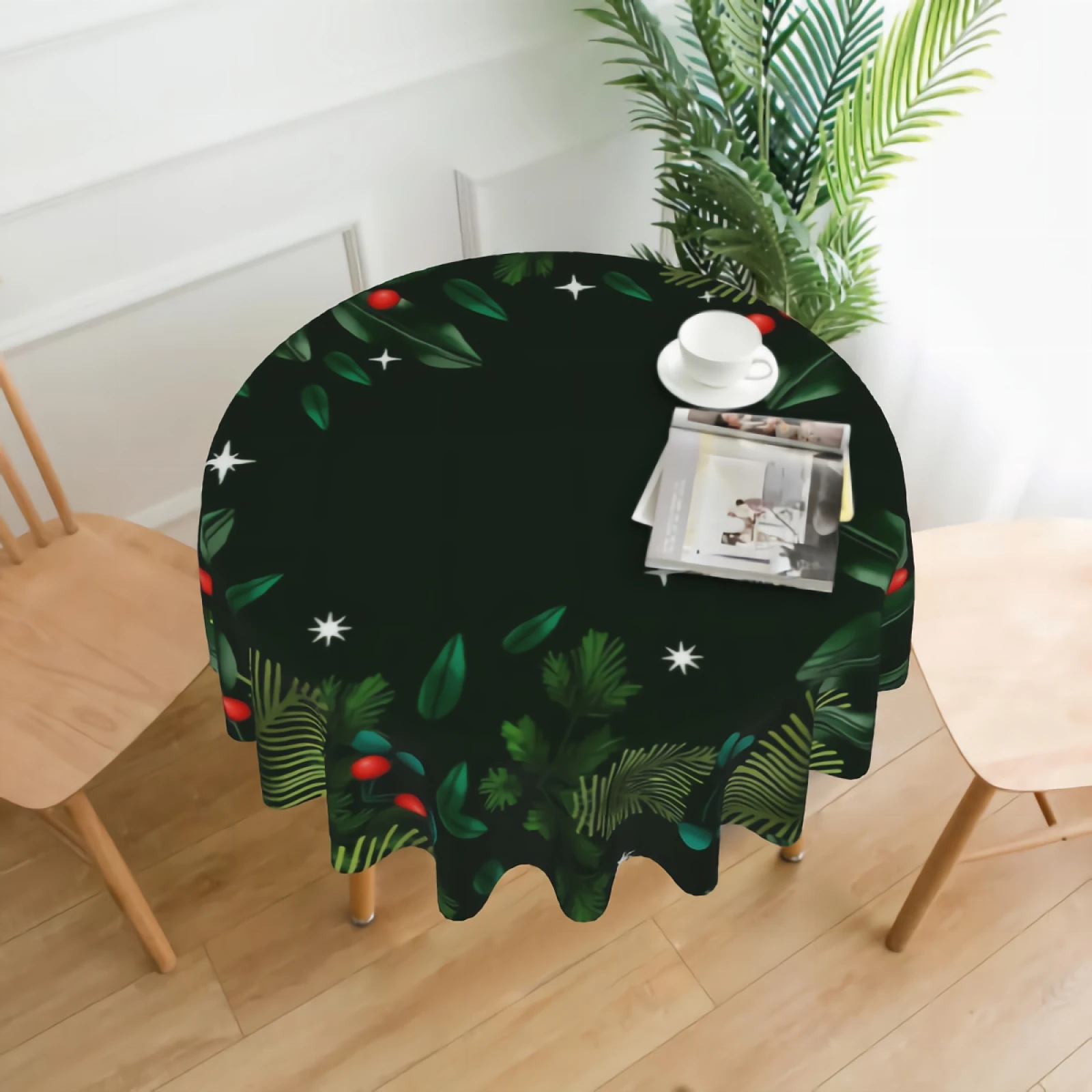 

Wrinkle Resistant Spillproof Easy Care Table Cloth for Party and Family Gatherings -60" Diameter