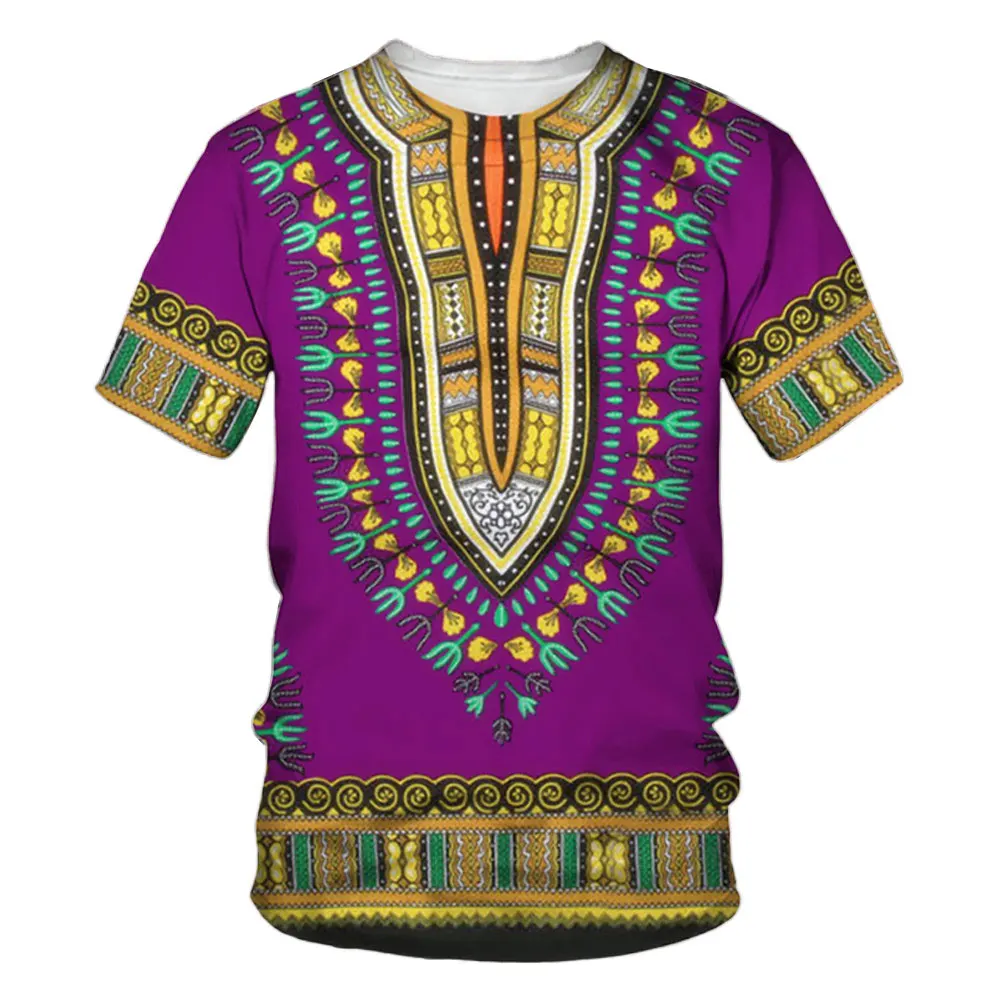 

African Men's 3D Printed Clothing Dashiki T-shirt Traditional Clothing Short Sleeved Casual Retro Street Clothing Retro Ethnic