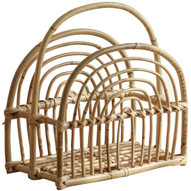 

Rattan Magazine Rack Household Storage Rack Snack Rack Bedroom Racks Newspaper Rack Rattan Toy Storage Rack Storage