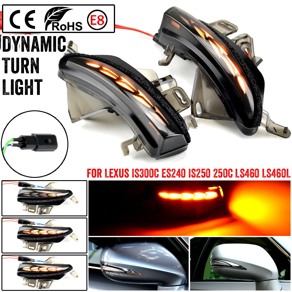 

2pcs Dynamic Turn Signal LED Light Side Mirror Indicator For Lexus IS200D IS250 IS250C IS300 IS300C ES240 ES350 LS460 LS460L