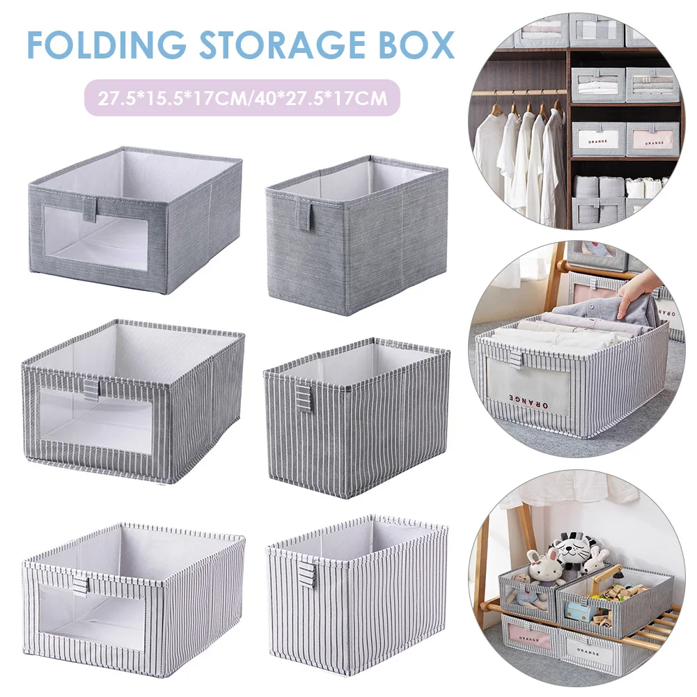 

Foldable Cube Storage Bins Collapsible Fabric Container Ogranizer for Toys, Cloth with Handle, Clear Window