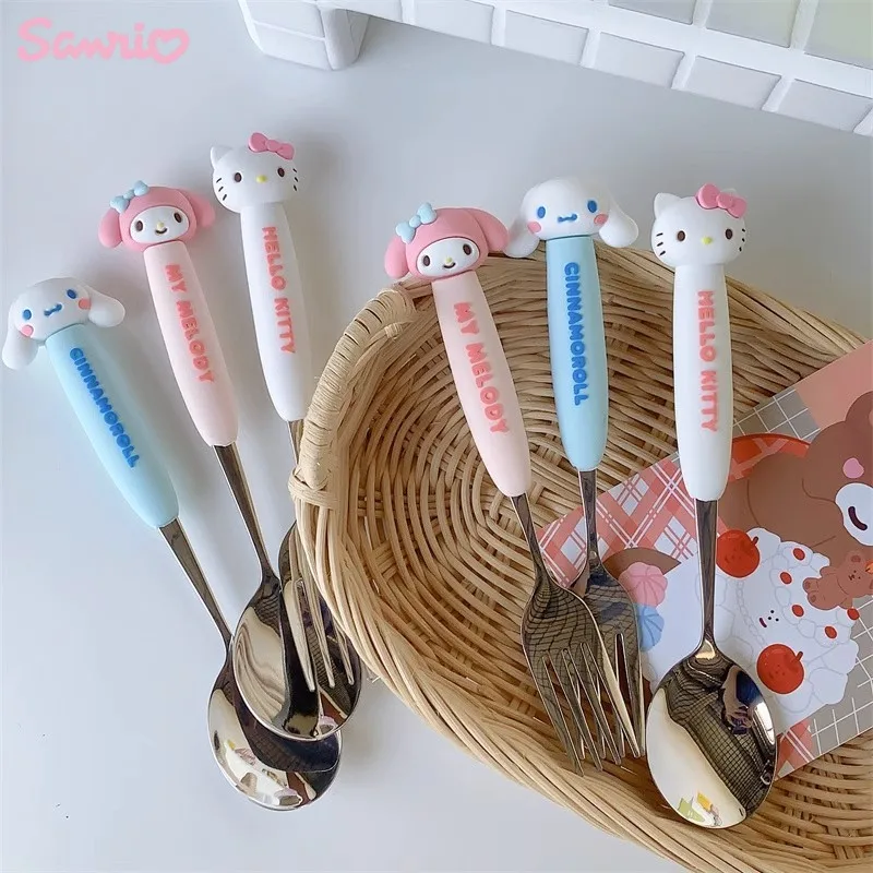 

Sanrio Hello Kitty Western Tableware Cinnamoroll My Melody304 Stainless Steel Spoon and Fork Adults and Children Tableware