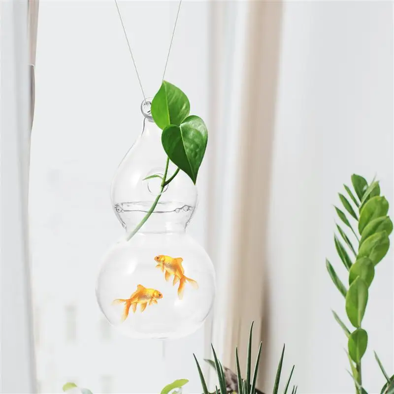 

1Pc Transparent Glass Hydroponic Hanging Vase for Indoor Gardening Decoration