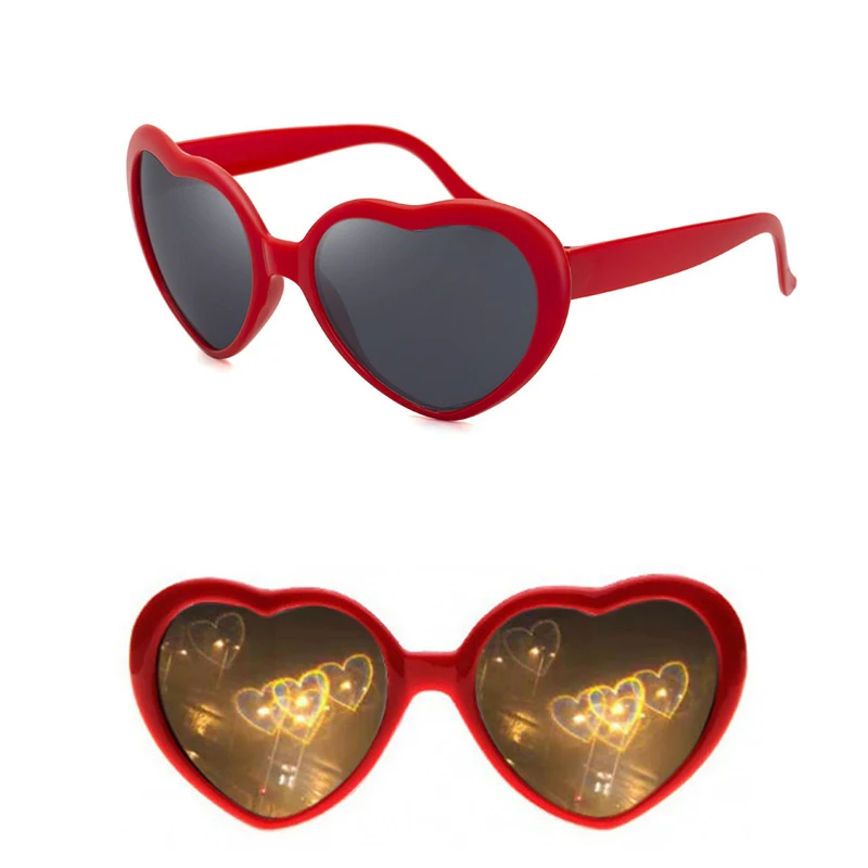 Женские солнцезащитные очки с дифракцией в форме сердца |