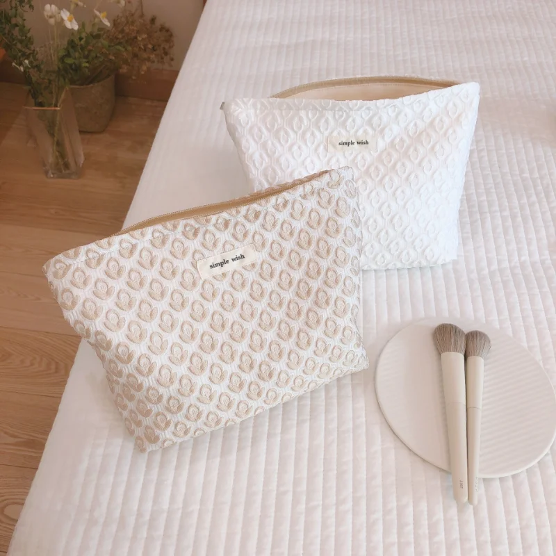 

New Cosmetic Bags Cotton Fabric Make Up Organizer Pouch Women Necesserie Beauty Storage Cases Large Travel Toiletry Washing Bags