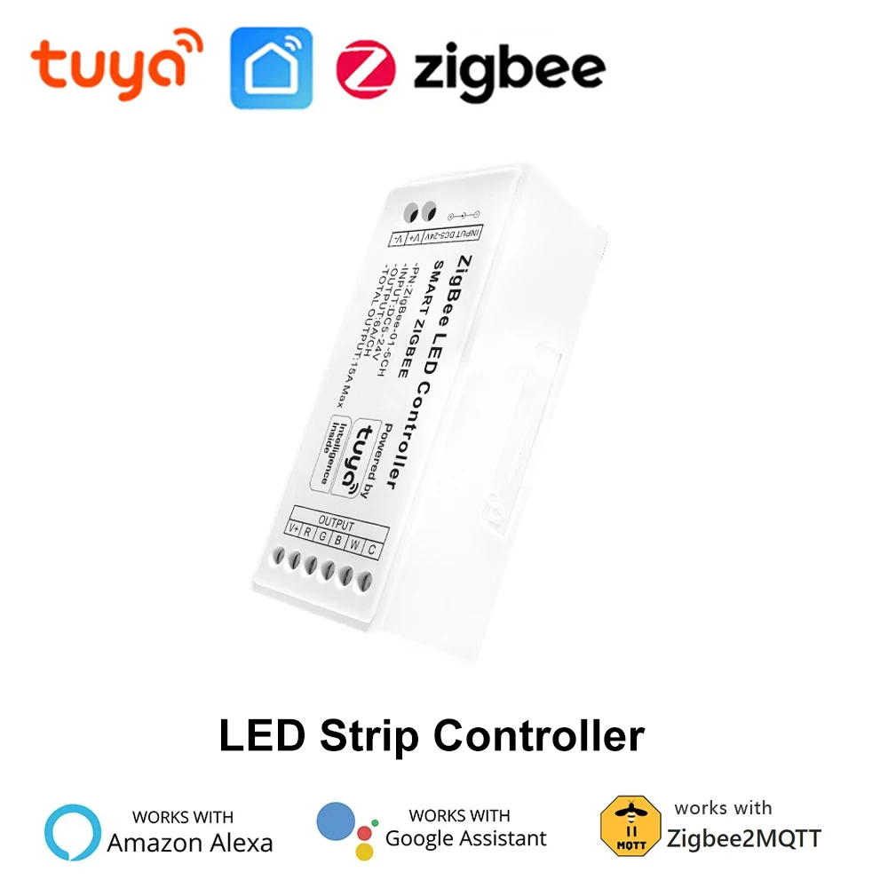 Tuya Zigbee RGB светодиодный контроллер полосы для одного цвета RGB RGBW RGB + CCT светодиодный лента голосовое приложение управление 12 в светодиодный светильник контроллер Alexa