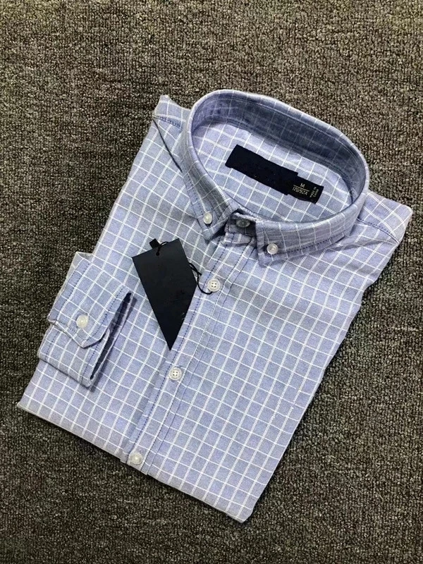 

HIGH QUALITY MAN SMALL PONY POLO SHIRTS MEN LONG SLEEVE DRESS SHIRTS 100% COTTON HOMBRE CHEMISES PLAID SHIRTS
