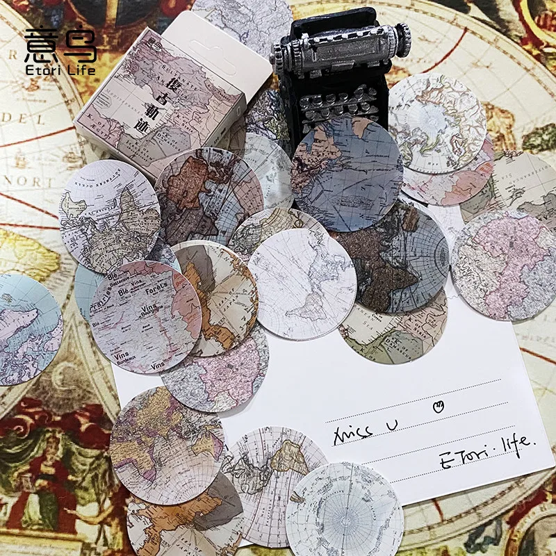 

46 шт./кор. наклейка в стиле ретро с рисунком карты s для скрапбукинга дневника журнала декоративная наклейка коллаж школьные канцелярские пр...