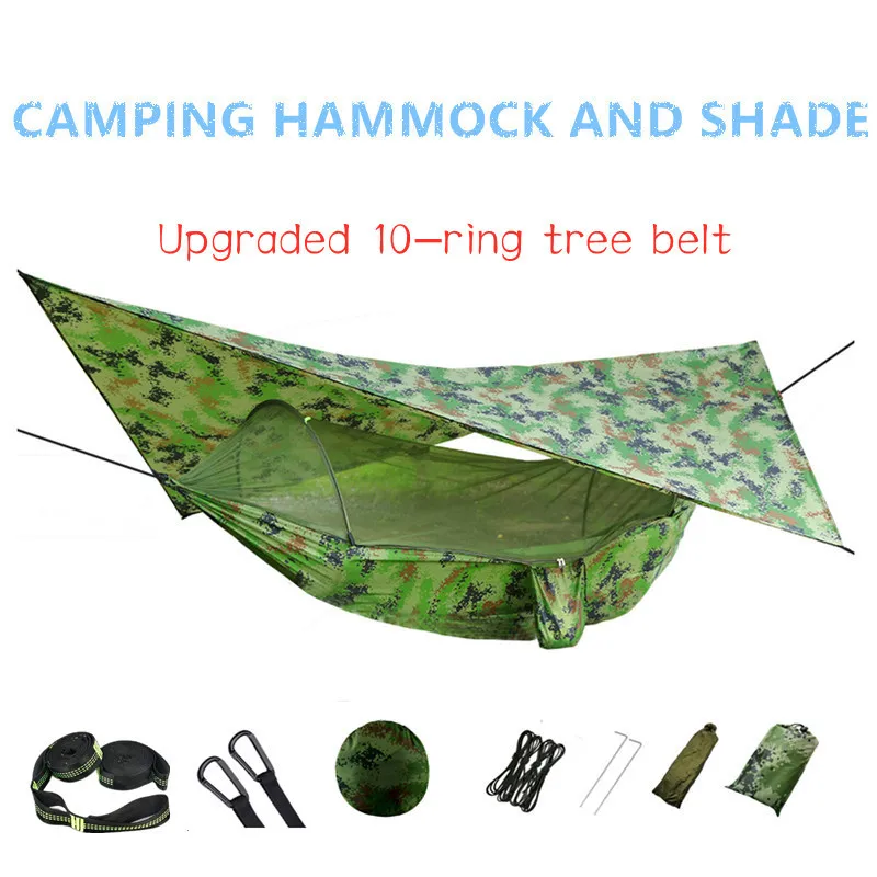 Pop-Up Portable Parachute Outdoor Camping Hammock with Mosquito Net and Sun Shelter,Upgraded 10-ring Tree Strap Hammocks Swing
Pop-Up Portable Parachute Outdoor Camping Hammock with Mosquito Net and Sun Shelter,Upgraded 10-ring Tree Strap Hammocks Swing