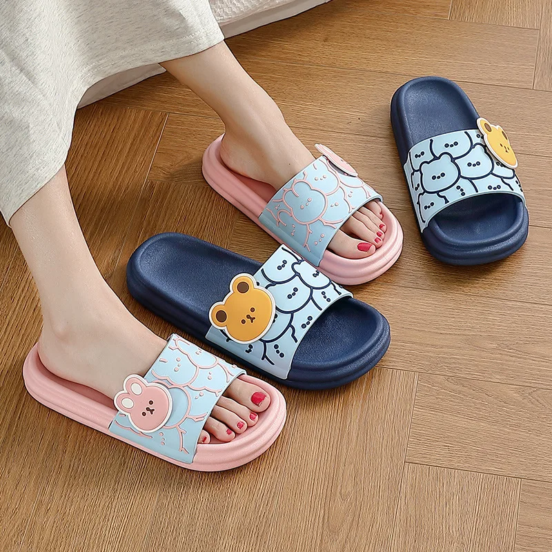 

Домашние тапочки для женщин, Нескользящие, мультяшный медведь, сланцы, мультяшный медведь, подарок для мужчин и женщин