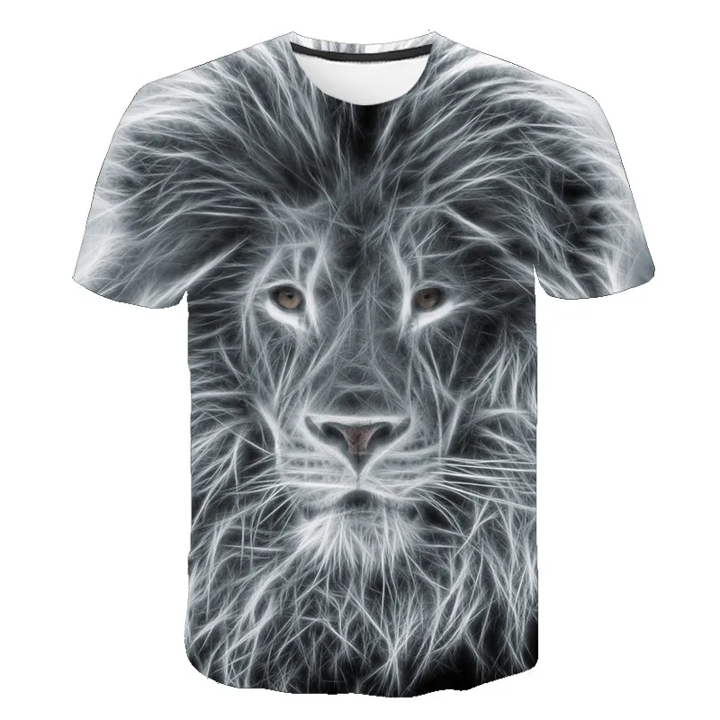

Футболка мужская с 3D-принтом льва, модная повседневная Уличная тенниска с коротким рукавом, модный топ, майка, лето