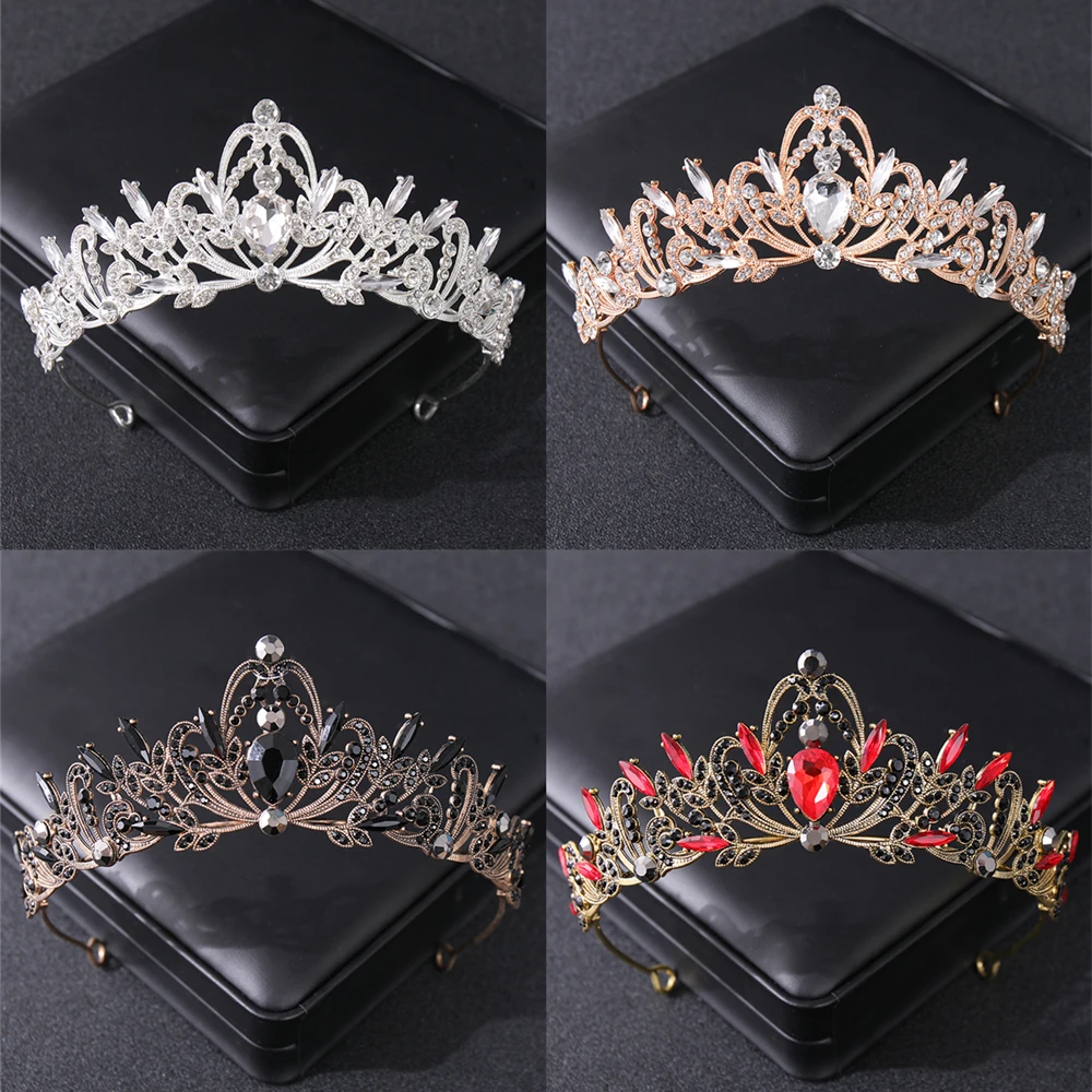 

Baroque Crystal Tiaras And Crowns Vintage Rhinestone Princess Prom Crown Diadem For Bride Women Wedding Hair Accessories Jewelry