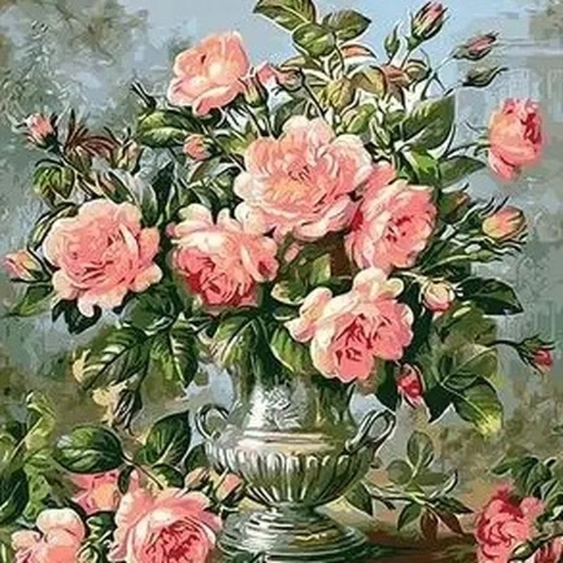 Алмазная живопись розовый цветок 5d мозаика сделай сам полностью квадратная