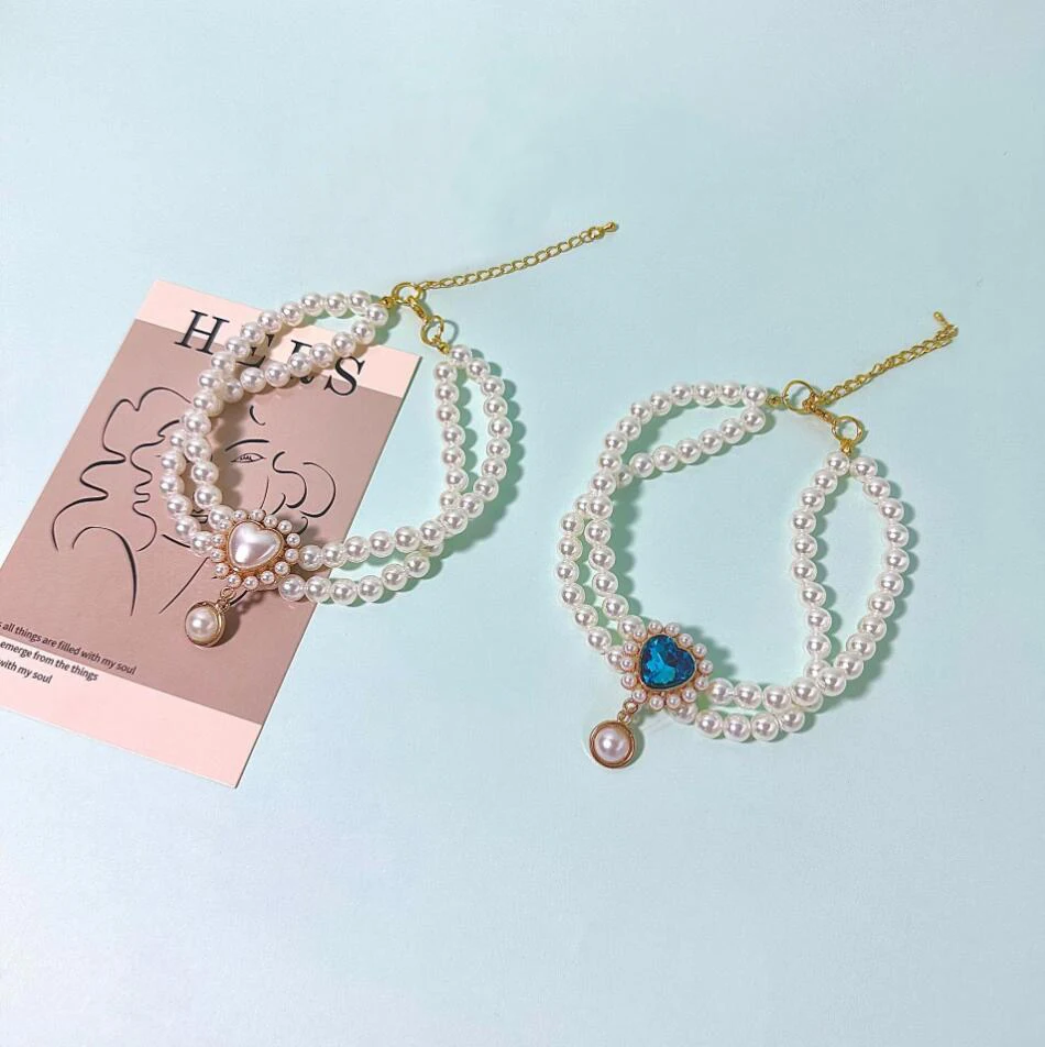 Роскошное жемчужное ожерелье для собак и кошек с бриллиантовой подвеской щенков