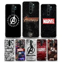 clear case for redmi note 7 8 9 10 5g 4g 8t pro redmi 8 8a 9a 9c k20 k30 k40 y3 10x 4g soft silicone cover avengers marvel logo