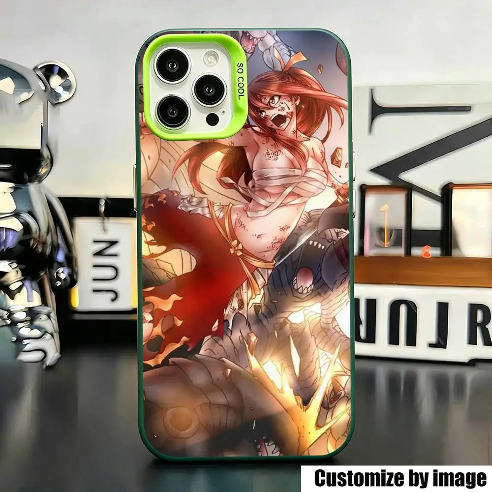 Чехол для телефона с изображением персонажа аниме Fairy Tail Эрзы Скарлет для iPhone 17, 16, 15, 14, 13, 12, 11 Plus, Pro Max, XS, зеленый, серебристый (art.: 3920db195745d) - 3920db195745d