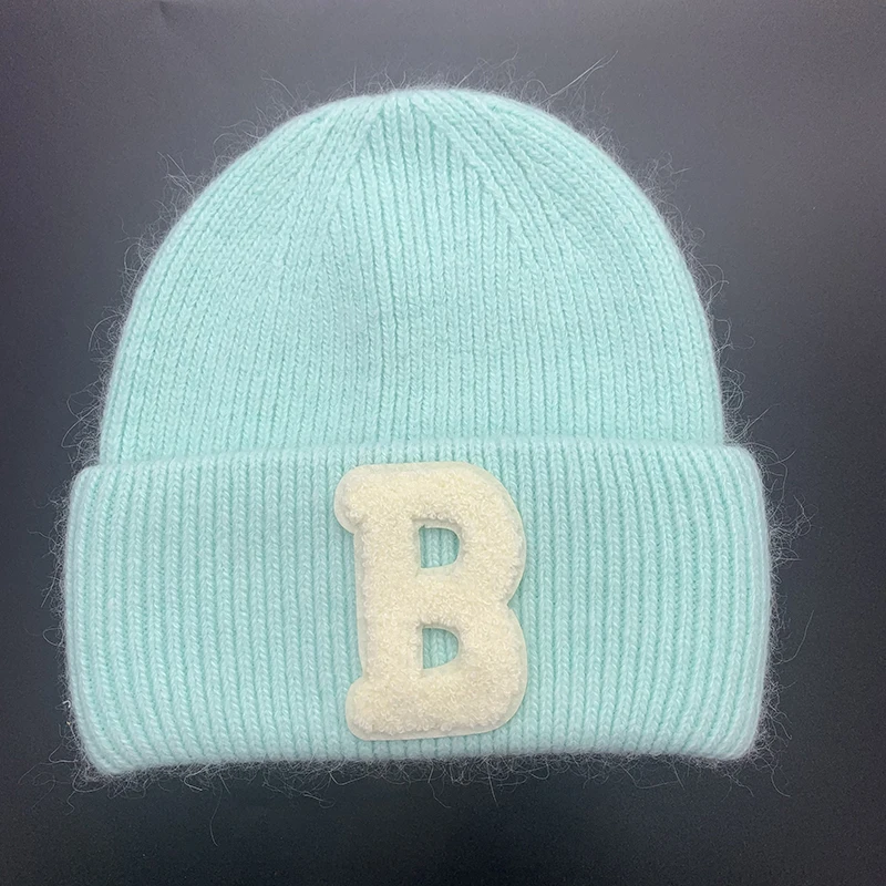 Женская вязаная шапка из натурального кроличьего меха модные зимние шапки с