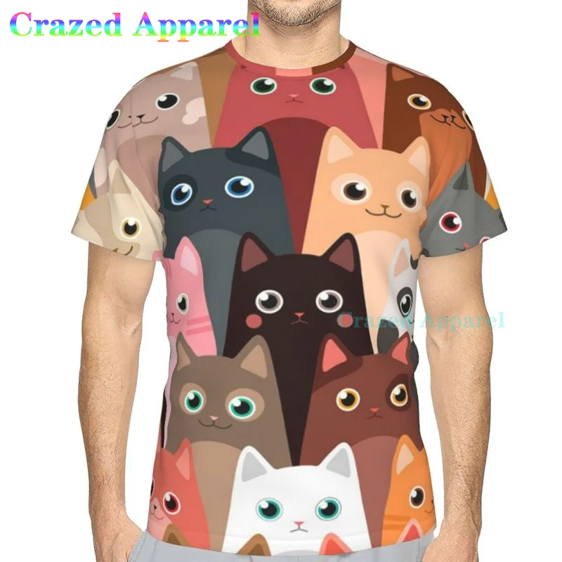 

Красочные футболки с 3d-рисунком кошки собаки, футболка с коротким рукавом и круглым вырезом с принтом для мужчин, женщин, мужчин и молодежи