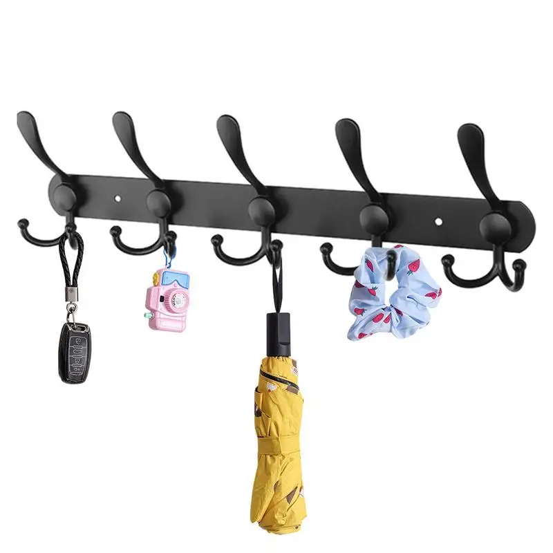 

Wall Mounted Hook Rack Stainless Steel Bath Towel Hooks Hat Rack With 5 Tri Hooks For Towel Coat Hat Key Bathroom Bedroom Hotel