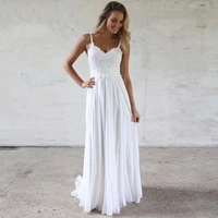 classic simple sweetheart spaghetti strap sleeveless wedding dress for women sweep train beach bridal gown vestido de novia