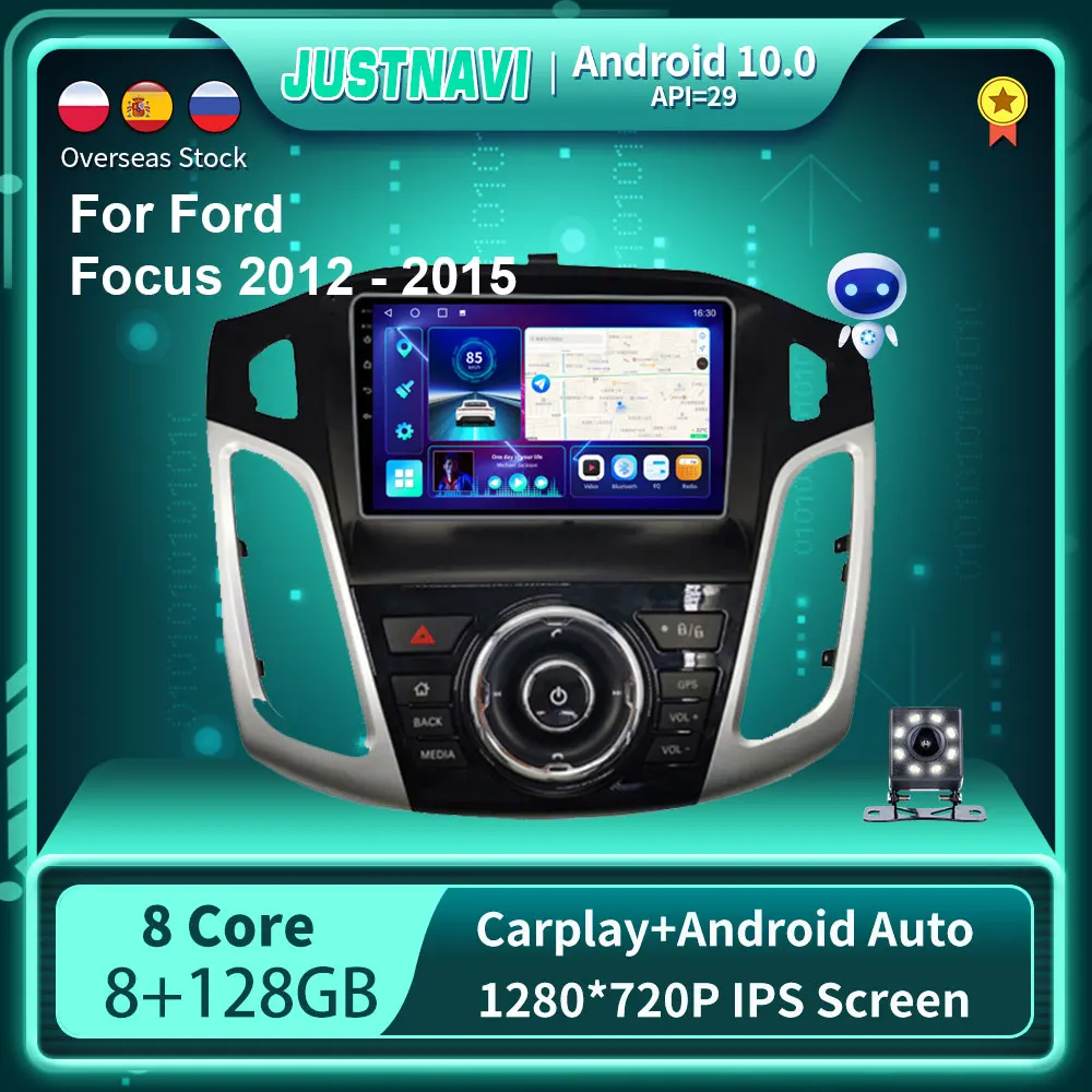 

JUSTNAVI QT10 For Ford Focus 2012 - 2015 Android 10.0 Car Radio IPS Multimedia Player GPS Navigation Head Unit 2Din 4G HD Record
