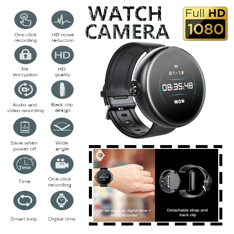

1080P V10 Mini Watch Camera Wearable Micra Body Cam Home Business Watch DV DVR Camcorder Portable Audio Video Recorder