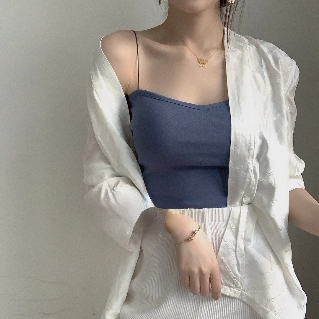 

Modal Thread Cotton Camisole Oil Painting Girl Camisole Invisible with Pure Cotton Beautiful Back Wrapped Chest Tube Top Female