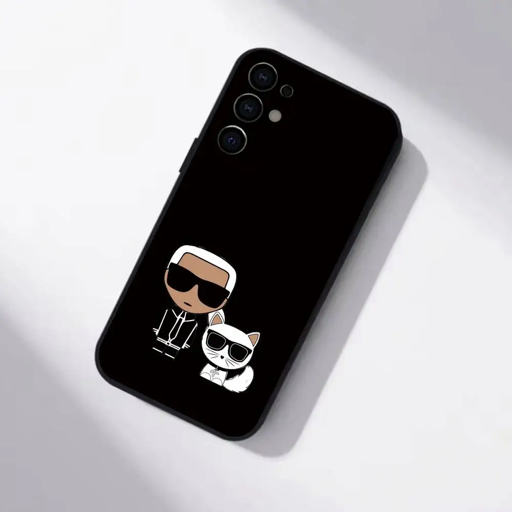 Чехол для телефона с изображением кошки Карла Лагерфельда для Samsung S25, S24, S21, S22, S23, S30, Ultra, S20, Plus, FE, мягкий силиконовый, черный (art.: 3920dc1554413) - 3920dc1554413