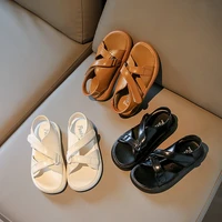 children simple japanese style sandals for girls 2022 summer new kids fashion flat casual open toe hook loop boys roman shoes