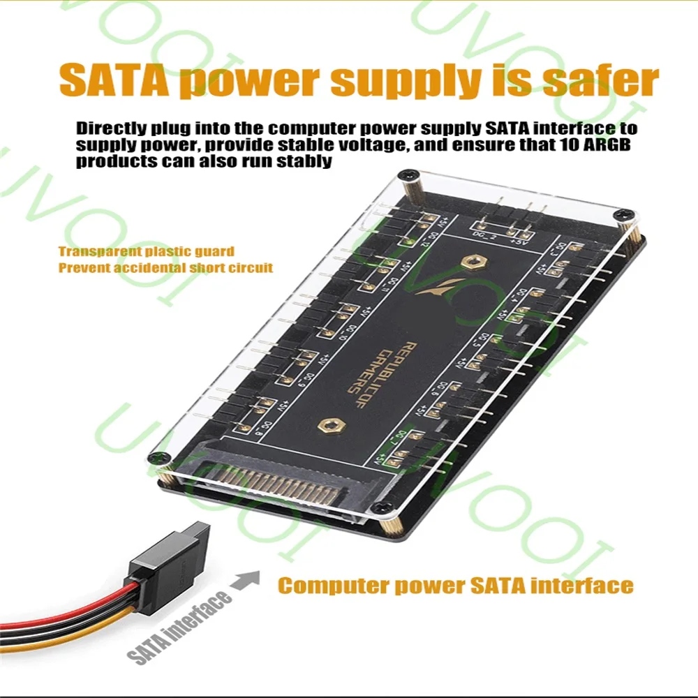 Разветвитель для кабеля 12 В 4 контакта RGB AURA SYNC 5 3 SATA 4-контактный адаптер GIGABYTE MSI