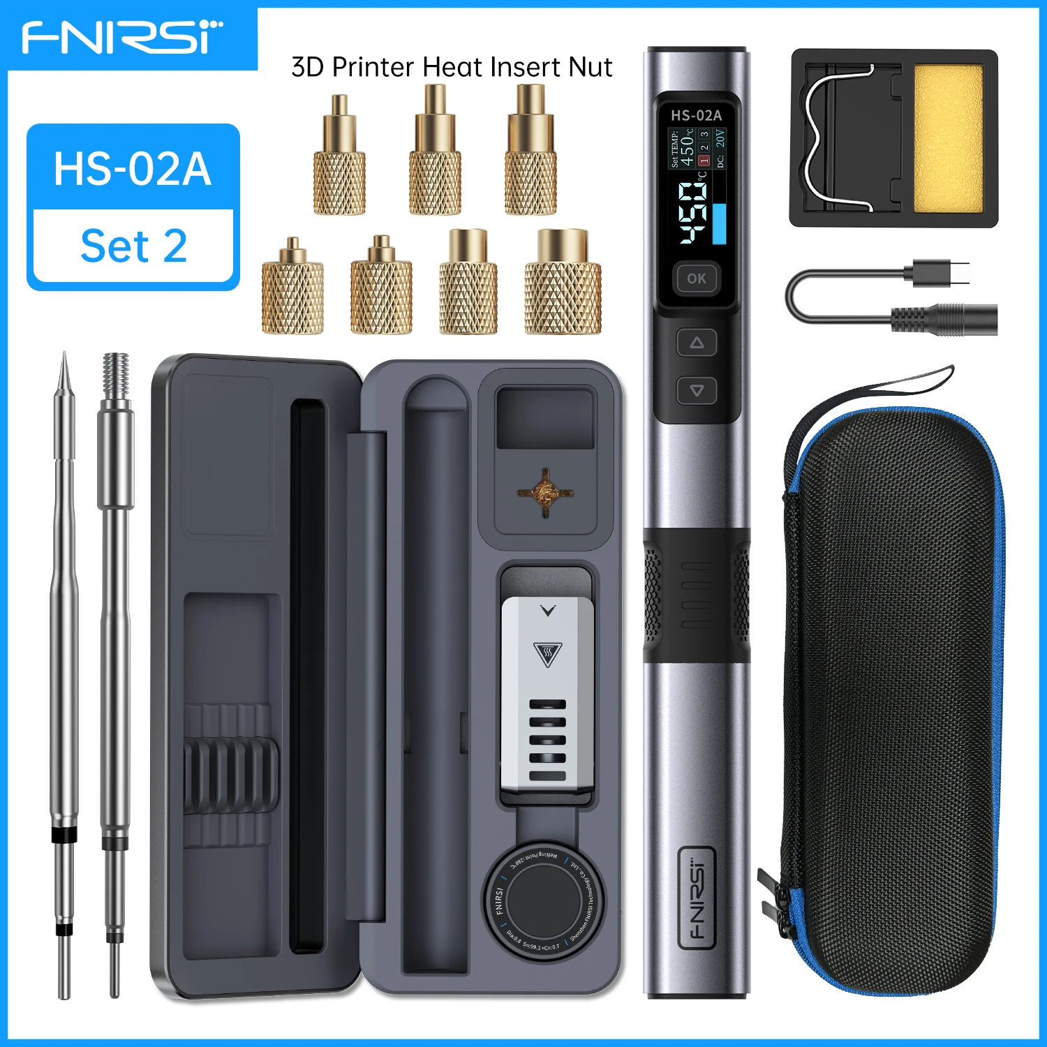 

Электрический паяльник FNIRSI HS-02A с набором вставок
