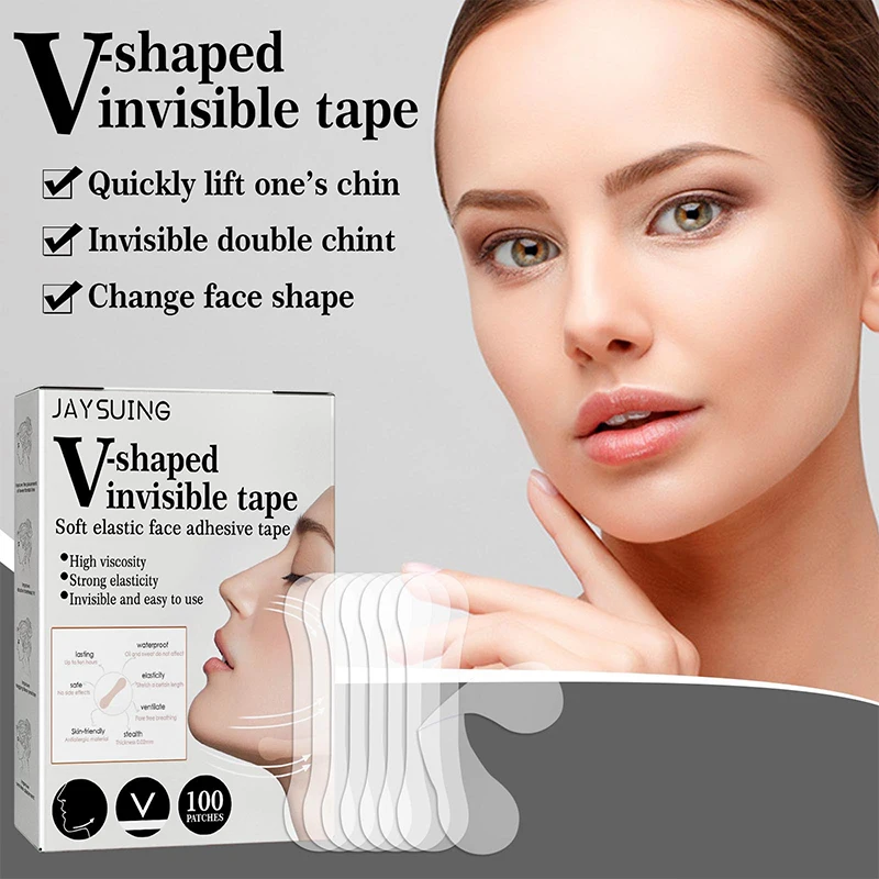 

Invisible Thin Face Stickers V-Shape Face Facial Line Wrinkle Sticker Skin Face Lift Stickers Waterproof Makeup Tool 100pcs/Box