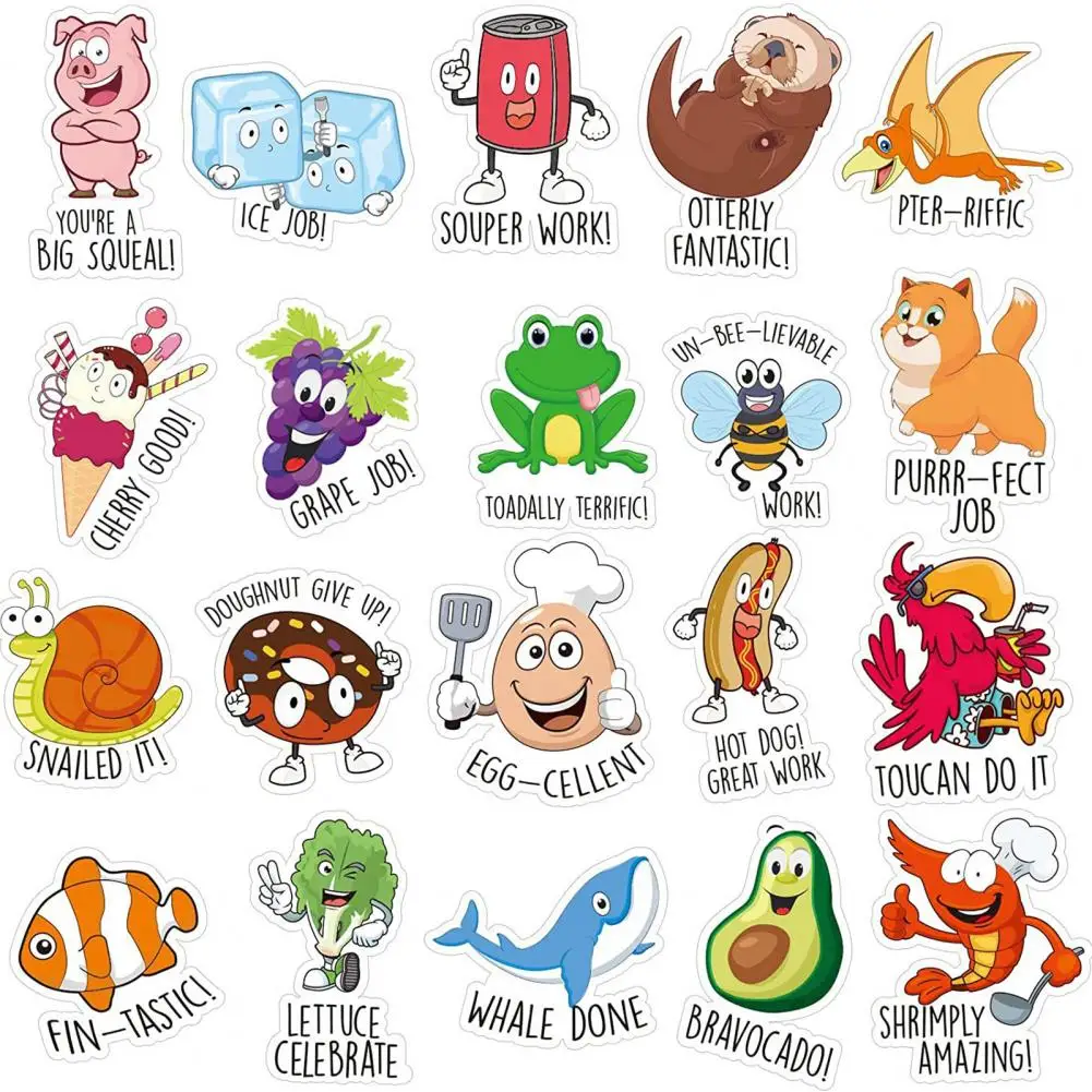 

Bright Color 10 Sheets Cute Compact Stickers with Cute Animals Logo Eye-catching Fun Stickers Easy to Tear for Party