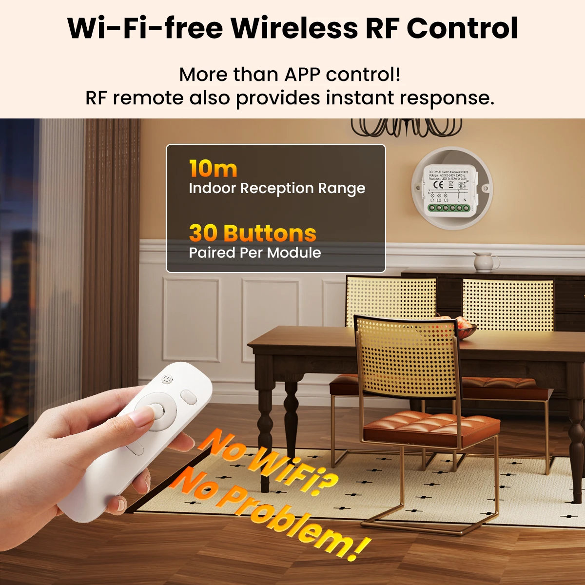 Фото Модуль умного выключателя GIRIER Tuya WiFi RF433, требуется нейтральный провод, 1/2/3/4 канала, поддержка двустороннего управления, работает с Alexa и Google Assistant №2
