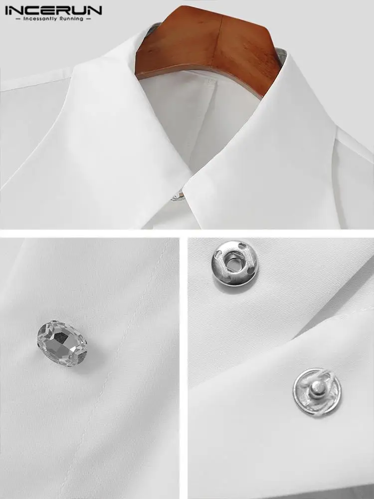 Stylish All-match Tops INCERUN Casual Men Solid Color Loose Lantern Blouse Handsome Male Hot Sale Long Collar Shirts S-5XL 2022