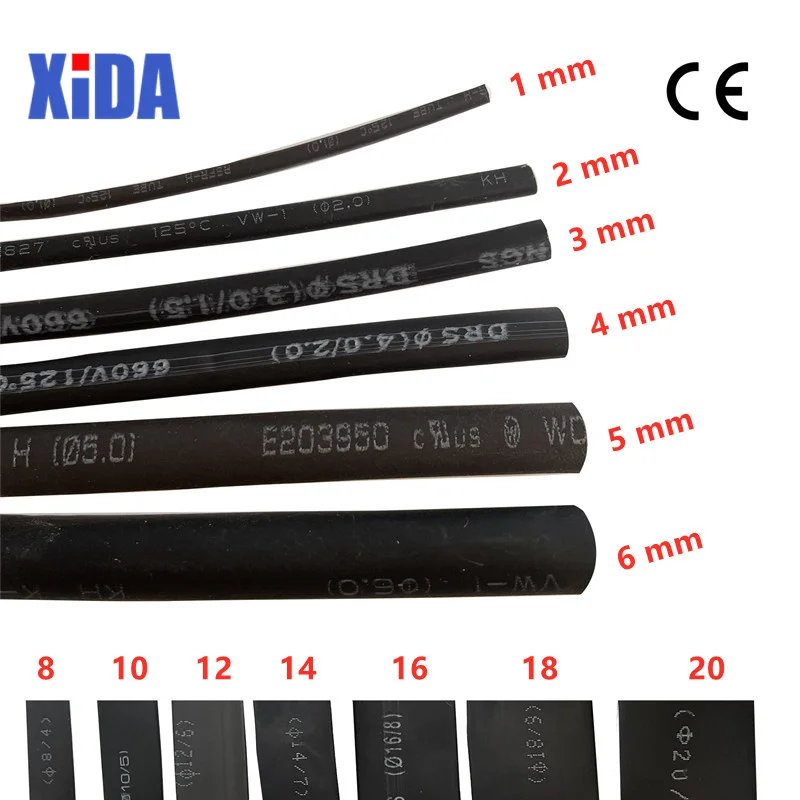 10 Meters/Lot 5mm 6mm 8mm 10mm Red Blue Green Yellow White Clear Black Heat Shrink Tube Heatshrink Tubing Sleeving Wrap Kits DIY |