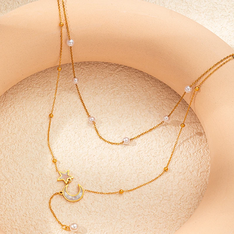 Женское Двухслойное Ожерелье ENSHIR Из Нержавеющей Стали 316L С Кисточкой В Форме