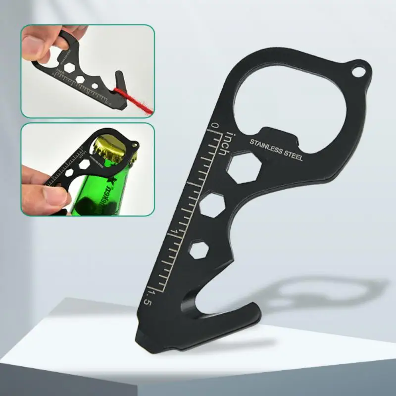 

Card Tool Durable Stainless Steel Multi Function Tool Key Shape Portable Dividing Rule Bicycle Maintenance Tool Rope Cutter