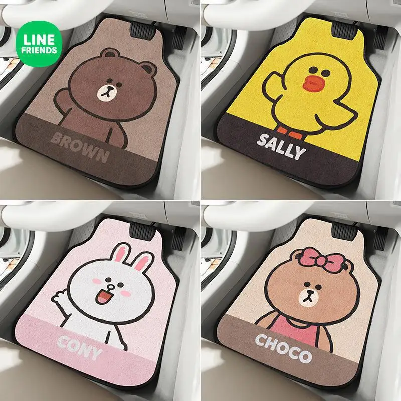 

Коврик для пола Line Friends с застежкой-петлей, универсальный легко моющийся мультяшный коврик для автомобиля без запаха, милый мультяшный перс...