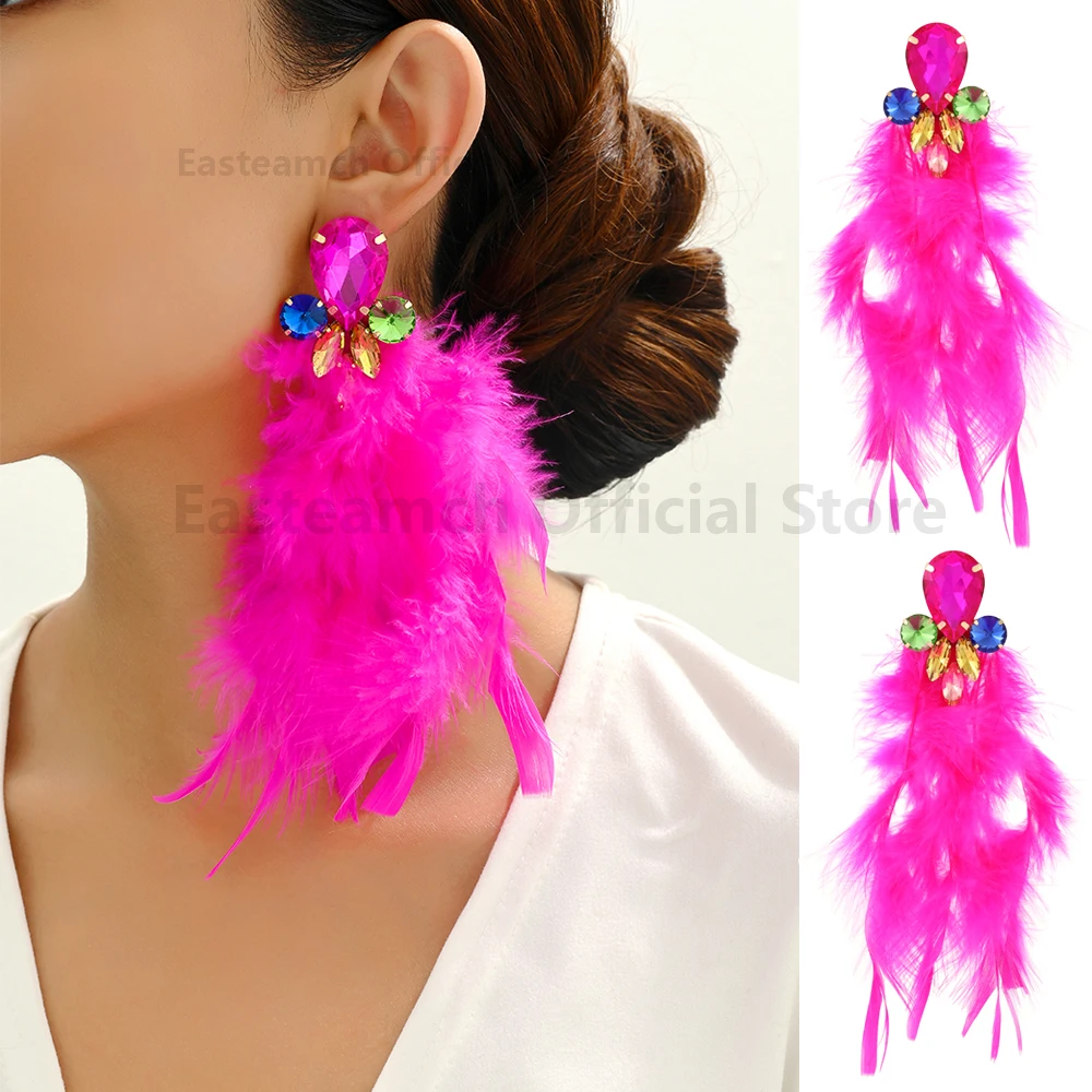 

2023 Modern Summer Feather Decor Piercing Dangle Drop Earrings Charm Luxury Original Ring Wedding Party Jewelry Accessories