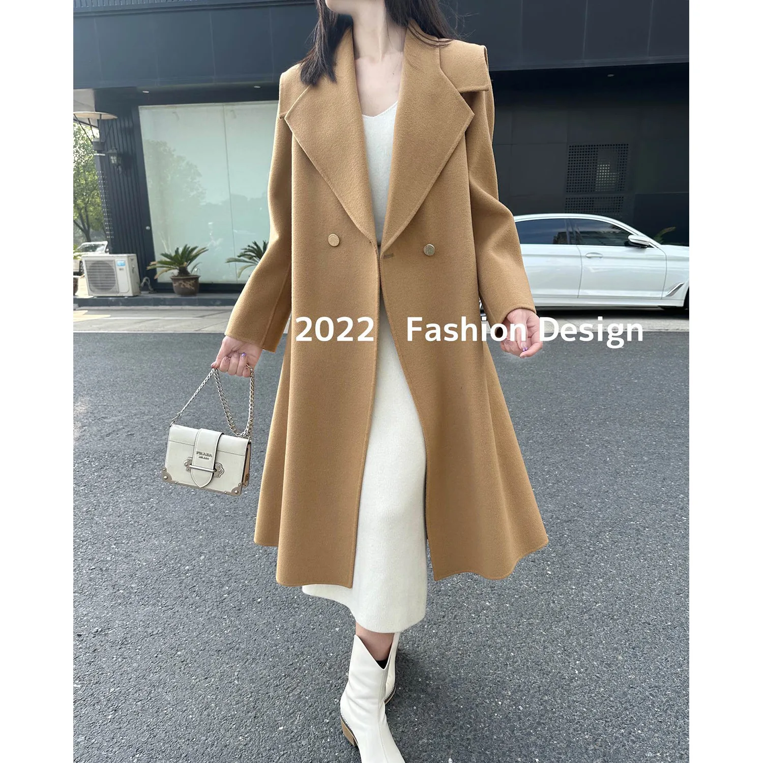 

Новинка 2023, теплая двухсторонняя Женская кашемировая шерстяная куртка, свободная шерстяная Верхняя одежда большого размера, Брендовая вер...