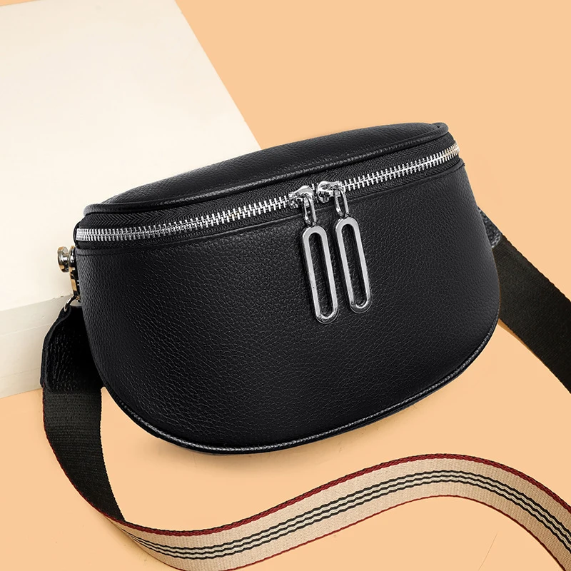 

Genuine Leather Fanny Pack Women Luxury Designer Handbag High Quality Ladies Shoulder Bags Vintage Purses Casual Crossbody Totes