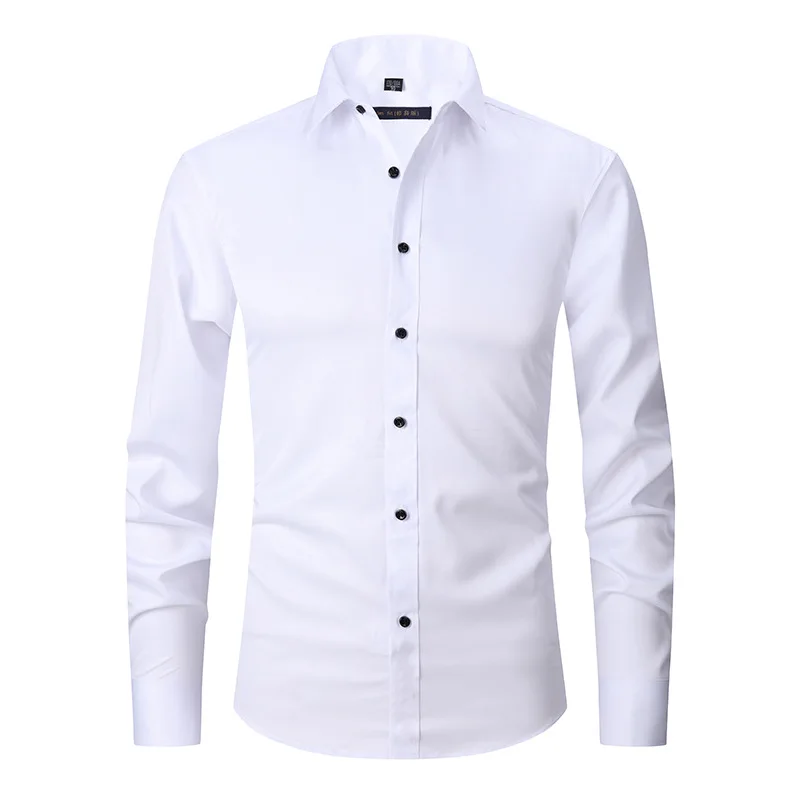 

Stretch Shirts Anti-Wrinkle No-Ironing Elasticity Slim Fit Men Dress Casual Long Sleeved Shirt Male Social Formal Shirts Mens