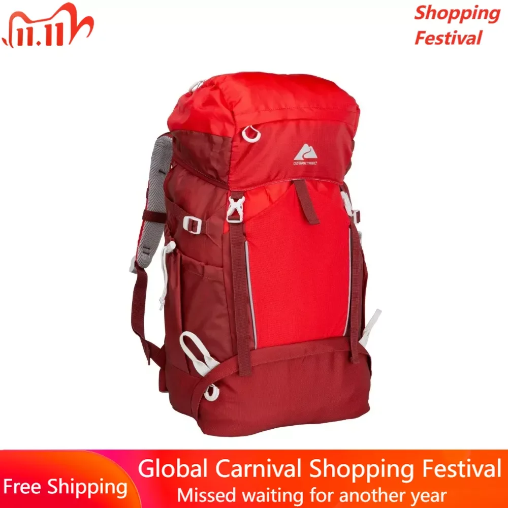

47 L Hydration Compatible, Hiking, Camping, Travel Backpack, Red, Unisex