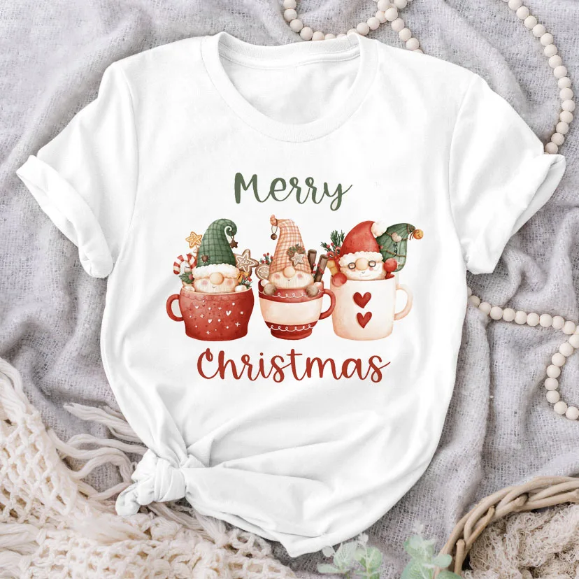 

Women's Casual Plus Size Short Sleeve Merry Christmas Fashion Letter Print T-shirt Fashion Top T-shirt Pattern Travel T-shirt.