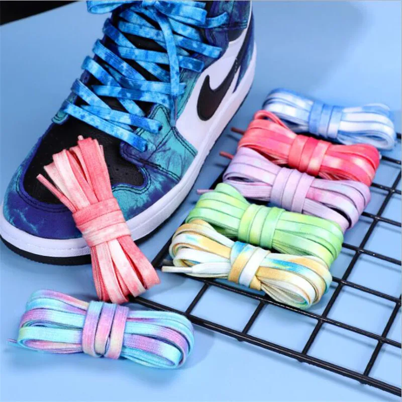 

1 Pair Rainbow Colour Flat Shoelaces for Sport Shoes Canvas Shoes Colorful Shoelace White Leisure Women Sneake Shoelaces